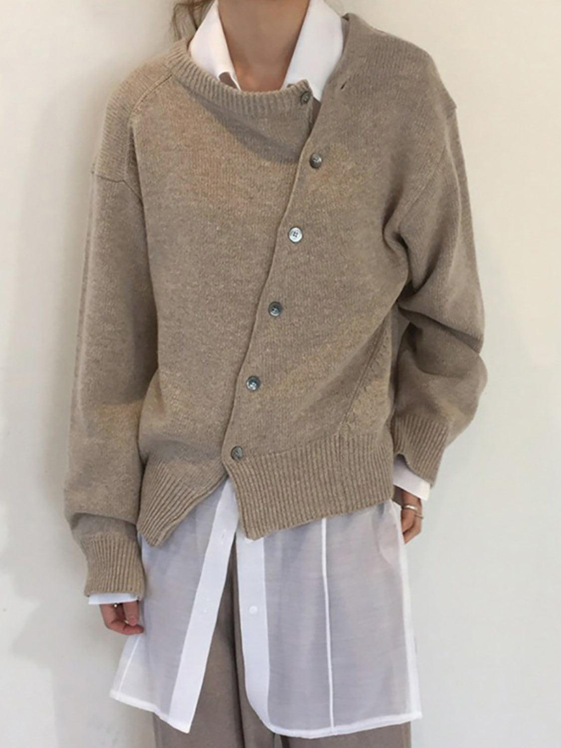 Cardigan boutonné à épaules tombantes