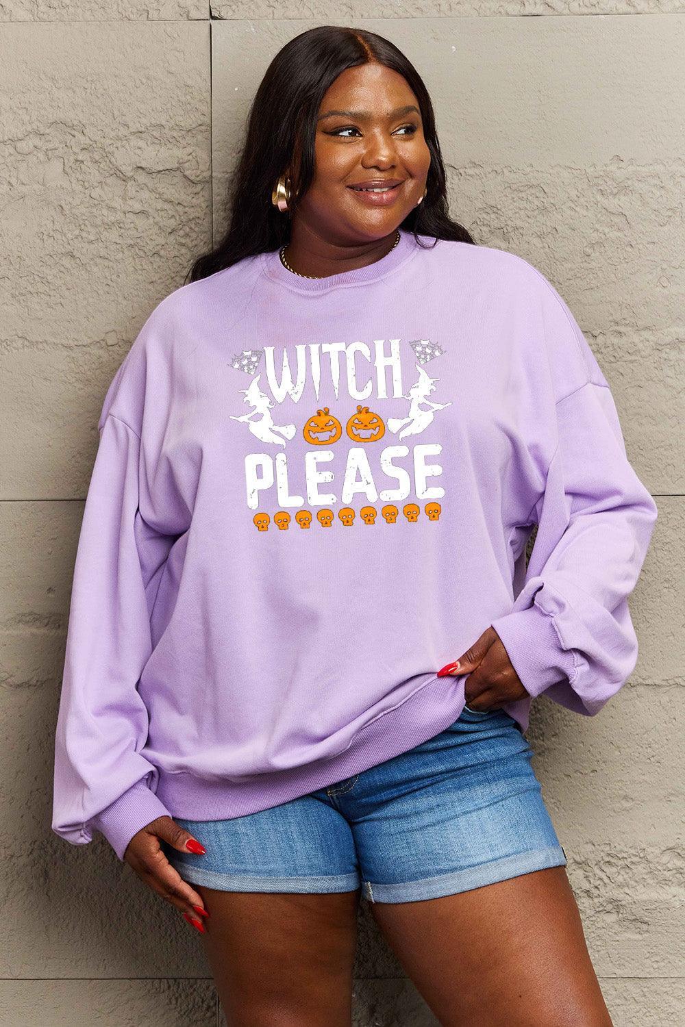 Sweat-shirt graphique WITCH PLEASE en taille réelle Simply Love