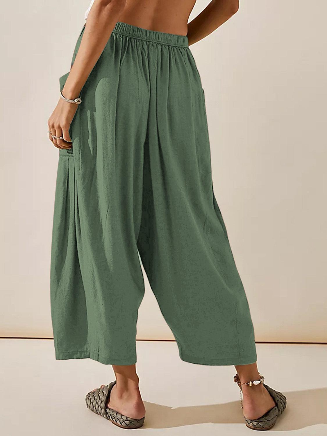 Pantalon large taille haute avec poches
