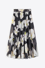 Jupe fleurie taille haute avec lien à la taille