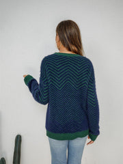 Pull rayé à col rond et épaules tombantes