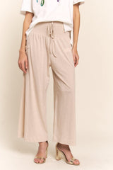 Pantalon large bohème à taille froncée avec poches J.NNA