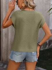 Pull à manches courtes et col rond avec poches