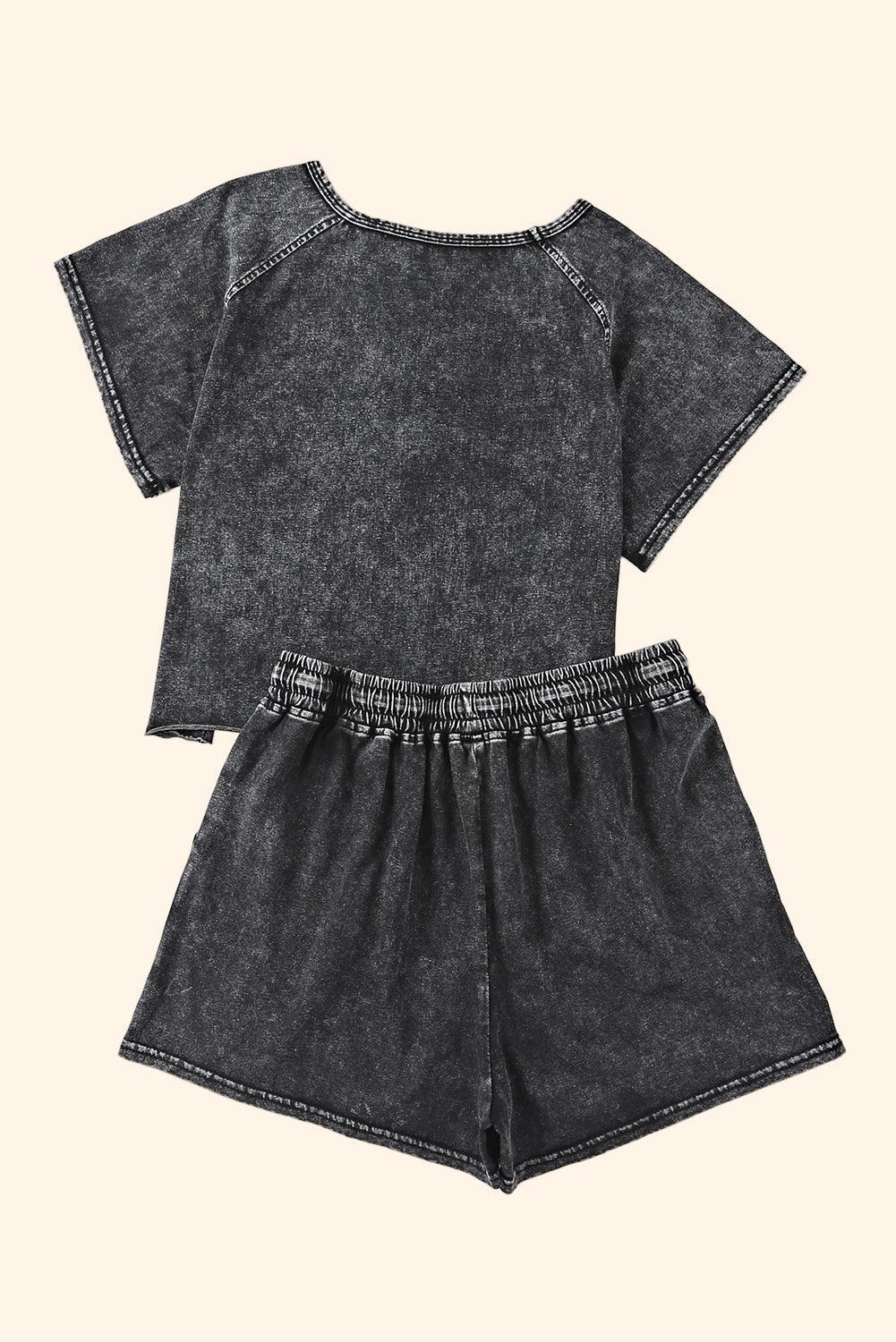 Ensemble de détente avec haut à col rond chiné et short