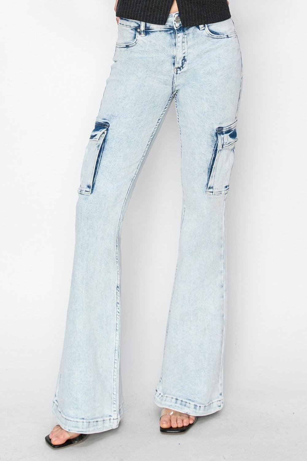 Jean cargo évasé taille haute RISEN