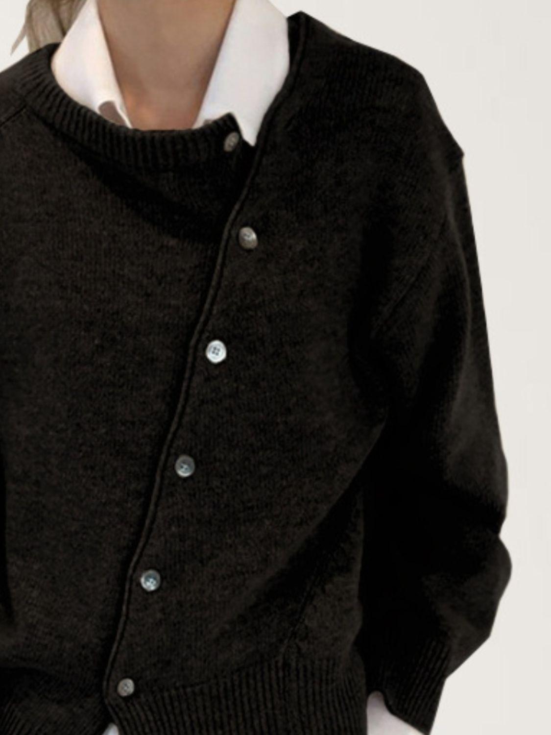 Cardigan boutonné à épaules tombantes