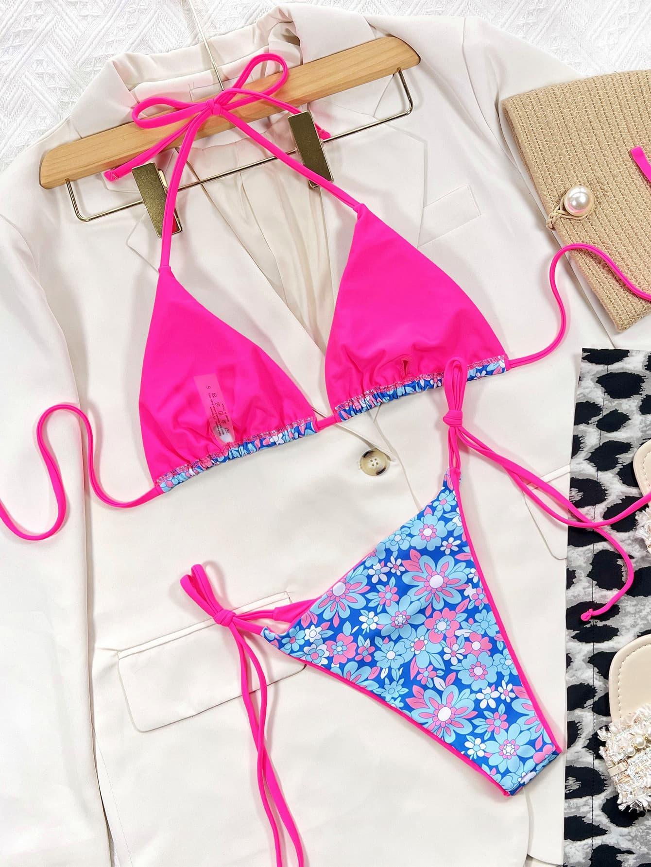 Ensemble de bikini à col licou et à nouer sur le côté