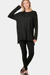 Ensemble de détente Zenana avec haut et leggings en microfibre brossée