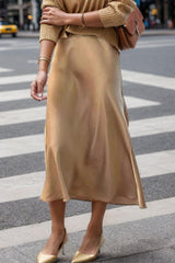 Jupe mi-longue taille haute