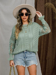 Pull à manches lanternes en crochet à œillets