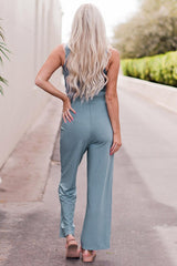 Ensemble de détente débardeur à encolure crantée et pantalon long à jambe large avec taille nouée