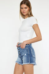 Short en jean Kancan taille haute avec braguette boutonnée et ourlet brut