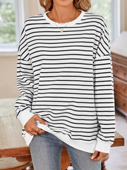 Sweat-shirt rayé à manches longues et col rond Lovelet