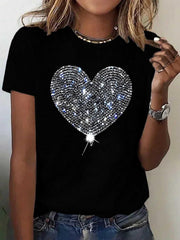T-shirt à manches courtes et col rond avec motif cœur