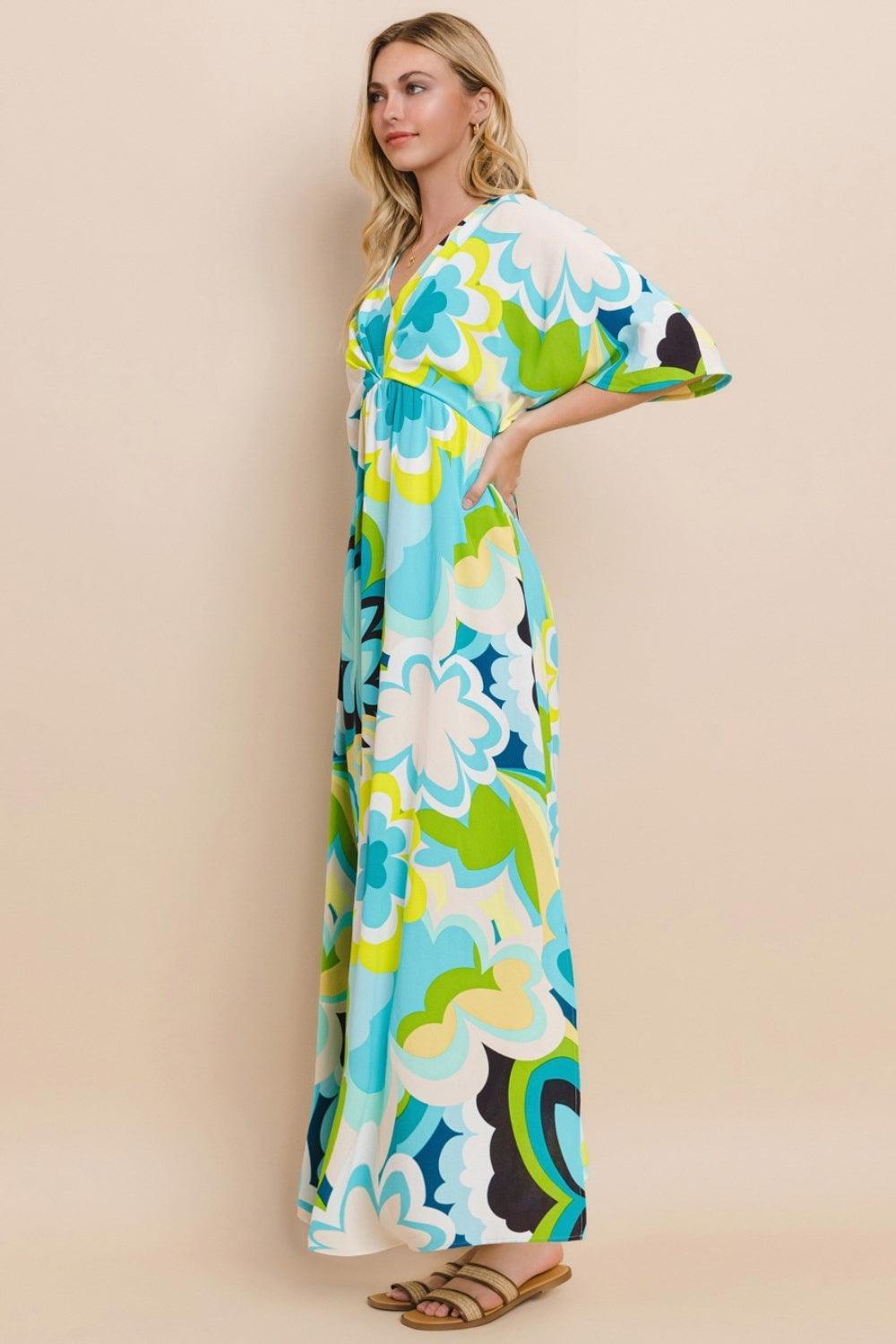 Robe longue fendue à imprimé floral ODDI