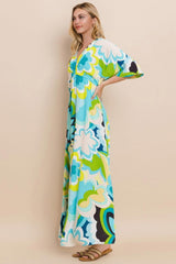 Robe longue fendue à imprimé floral ODDI