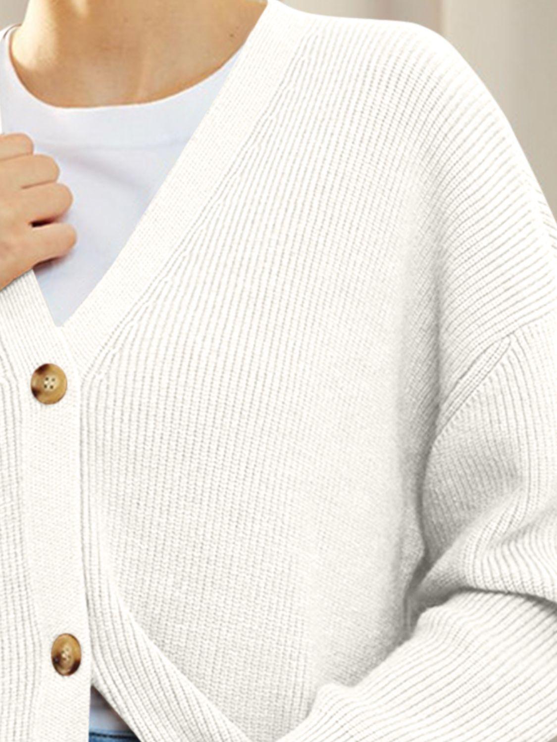Cardigan boutonné à manches longues et col en V