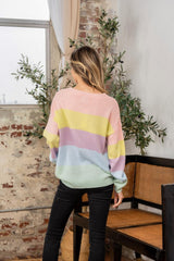 Pull col rond à épaules tombantes et blocs de couleurs Sew In Love