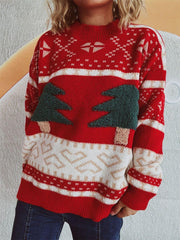 Pull à manches longues et col montant avec motif sapin de Noël