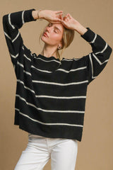 Pull col rond rayé en laine mélangée Umgee