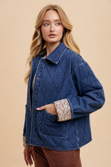 Veste en jean matelassée à boutons-pression avec doublure imprimée Annie Wear
