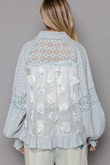 Chemise patchwork en dentelle à œillets et perles POL
