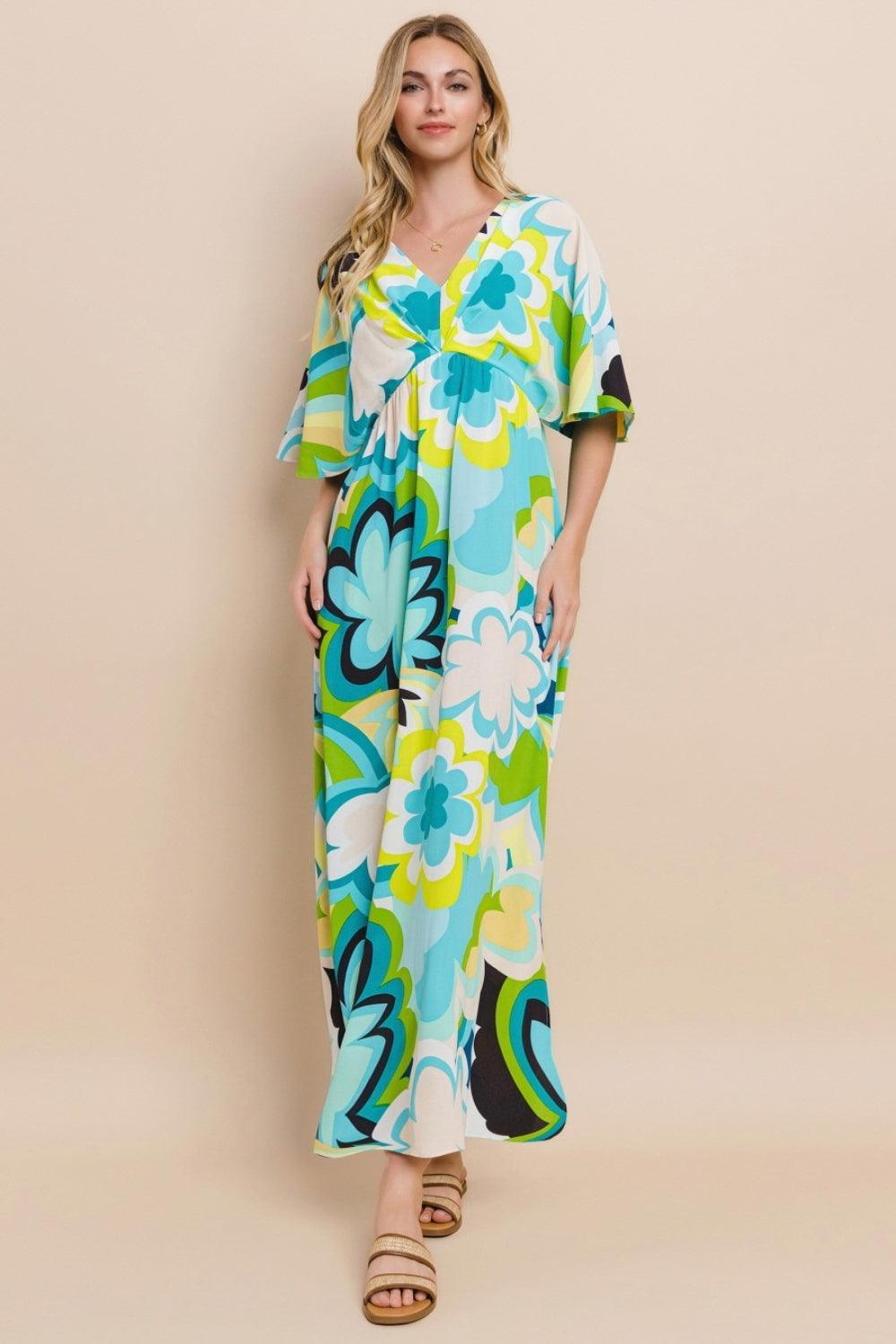 Robe longue fendue à imprimé floral ODDI