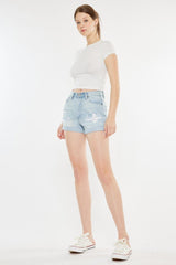 Short en jean taille haute réparé de Kancan