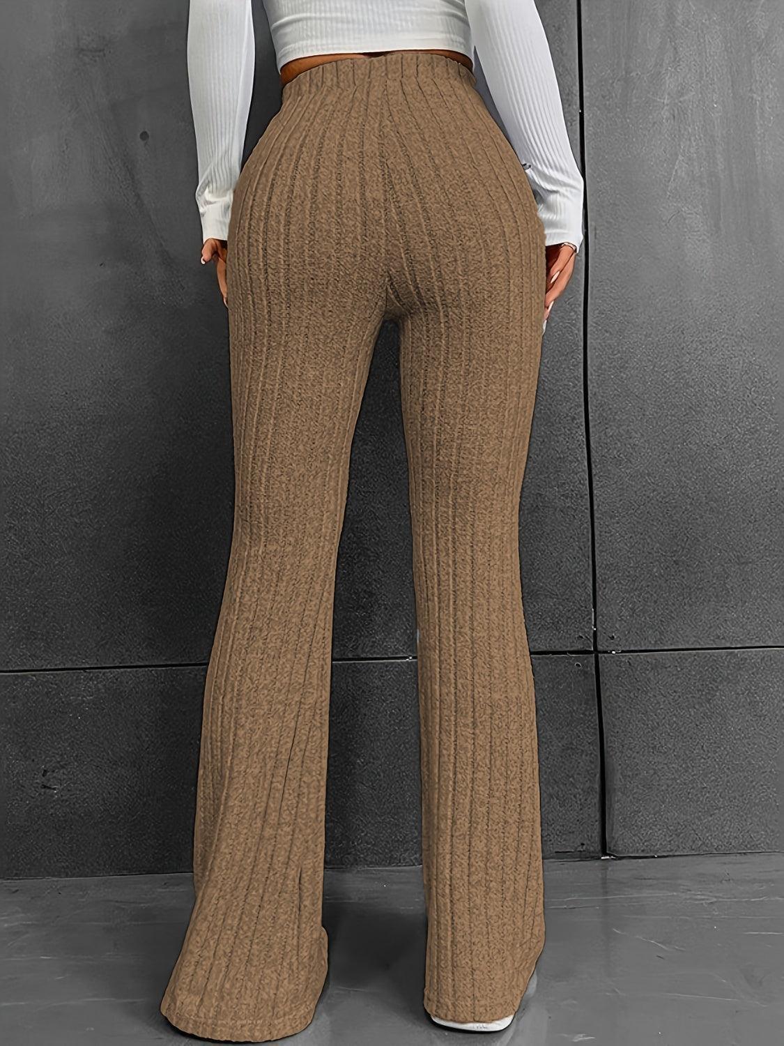 Pantalon bootcut côtelé taille haute
