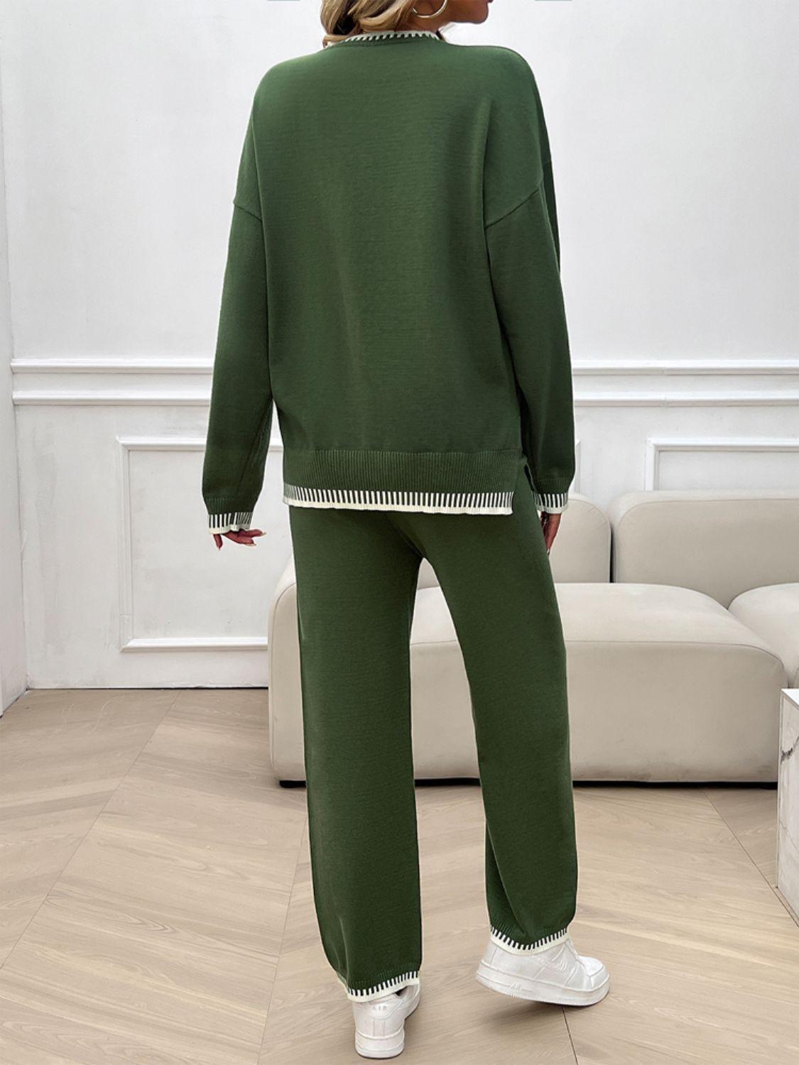 Ensemble pull-over à col rond et épaules tombantes Devine et pantalon