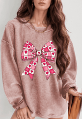 Sweat-shirt à manches longues et épaules tombantes avec nœud pour la Saint-Valentin