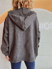 Cardigan à capuche à manches longues et épaules tombantes