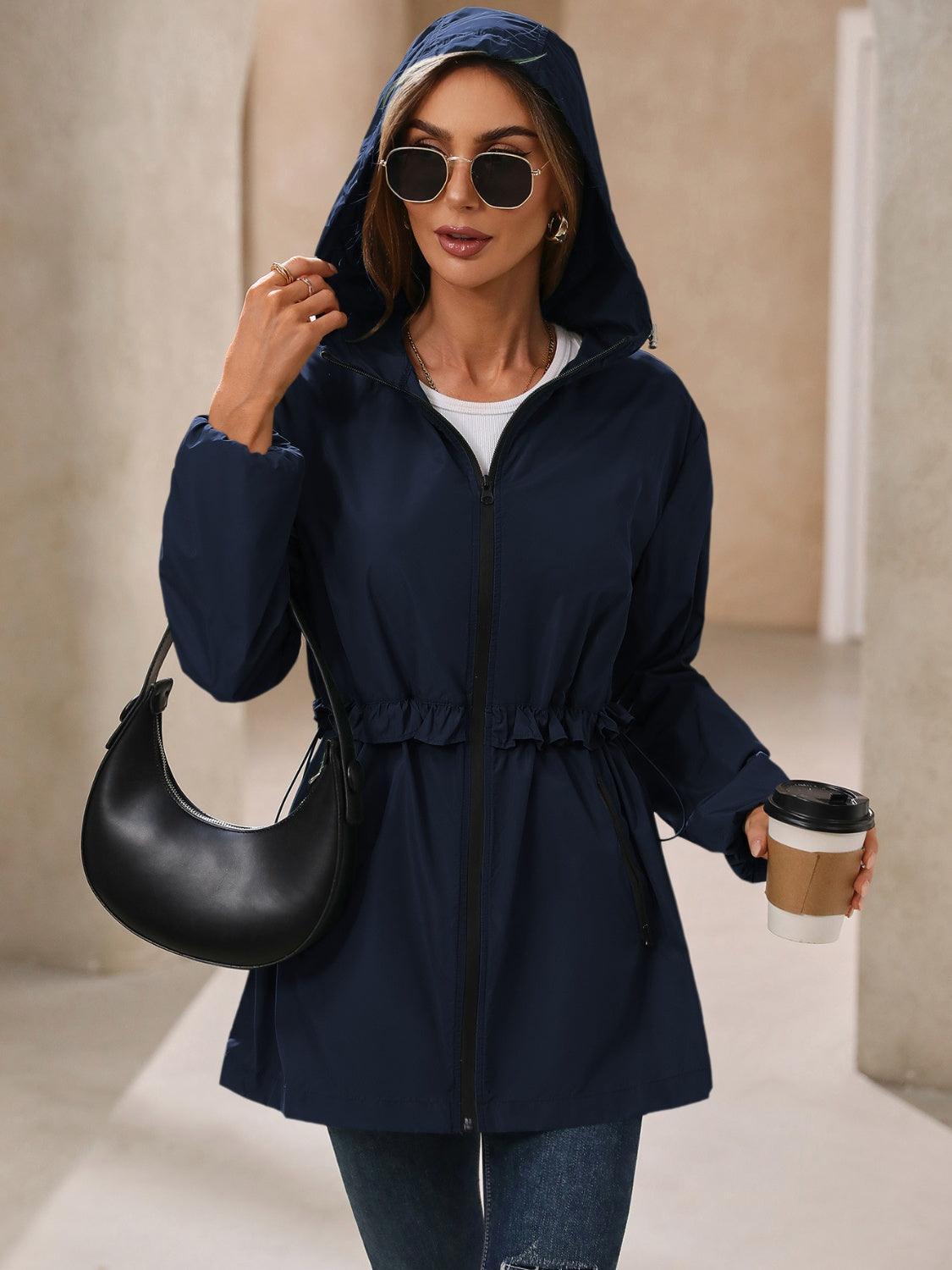 Coupe-vent à capuche et manches longues imperméable d'extérieur Ivy Lane