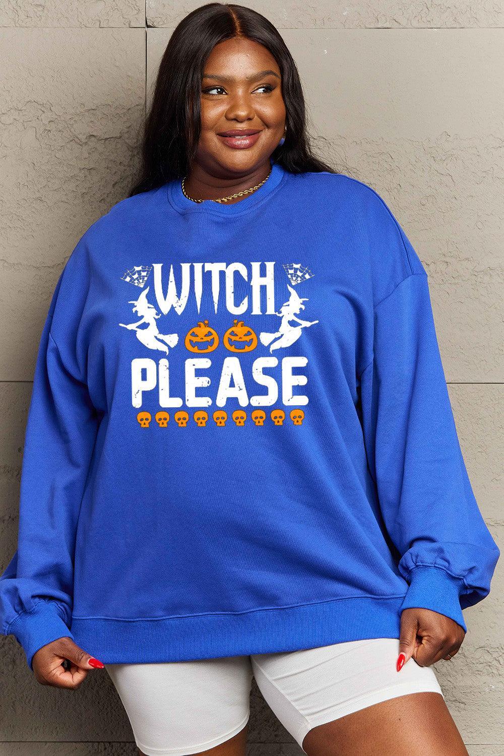 Sweat-shirt graphique WITCH PLEASE en taille réelle Simply Love