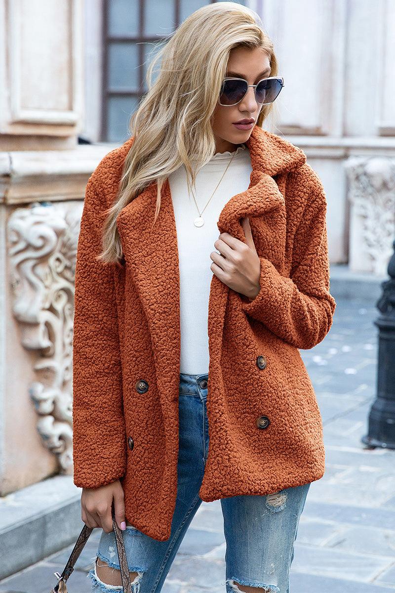Manteau en sherpa à col à revers pleine grandeur Ivy Lane