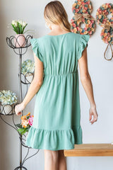 Robe Heimish à manches courtes, col en V, ourlet à volants