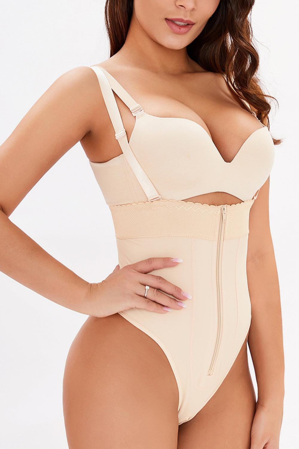 Body gainant à fermeture éclair et bretelles réglables pleine taille