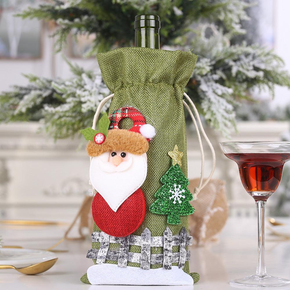Assortiment de 2 housses de bouteille de vin pour poupée de Noël
