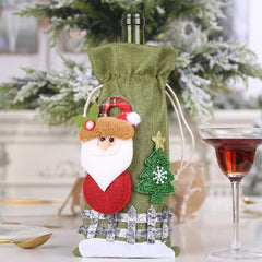 Assortiment de 2 housses de bouteille de vin pour poupée de Noël