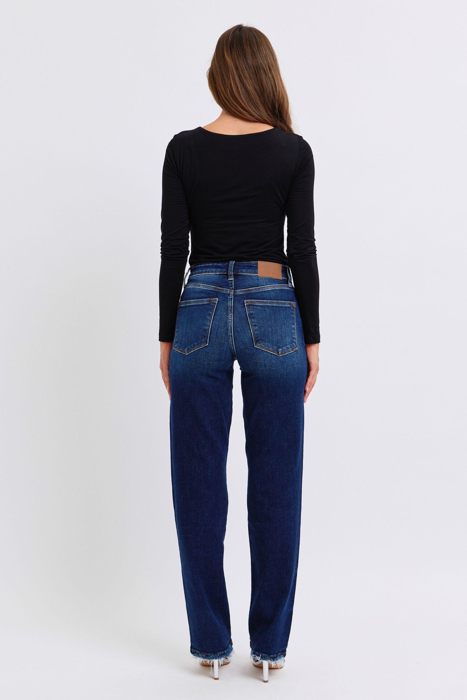 Jean coupe droite taille haute Judy Blue à ourlet brut 