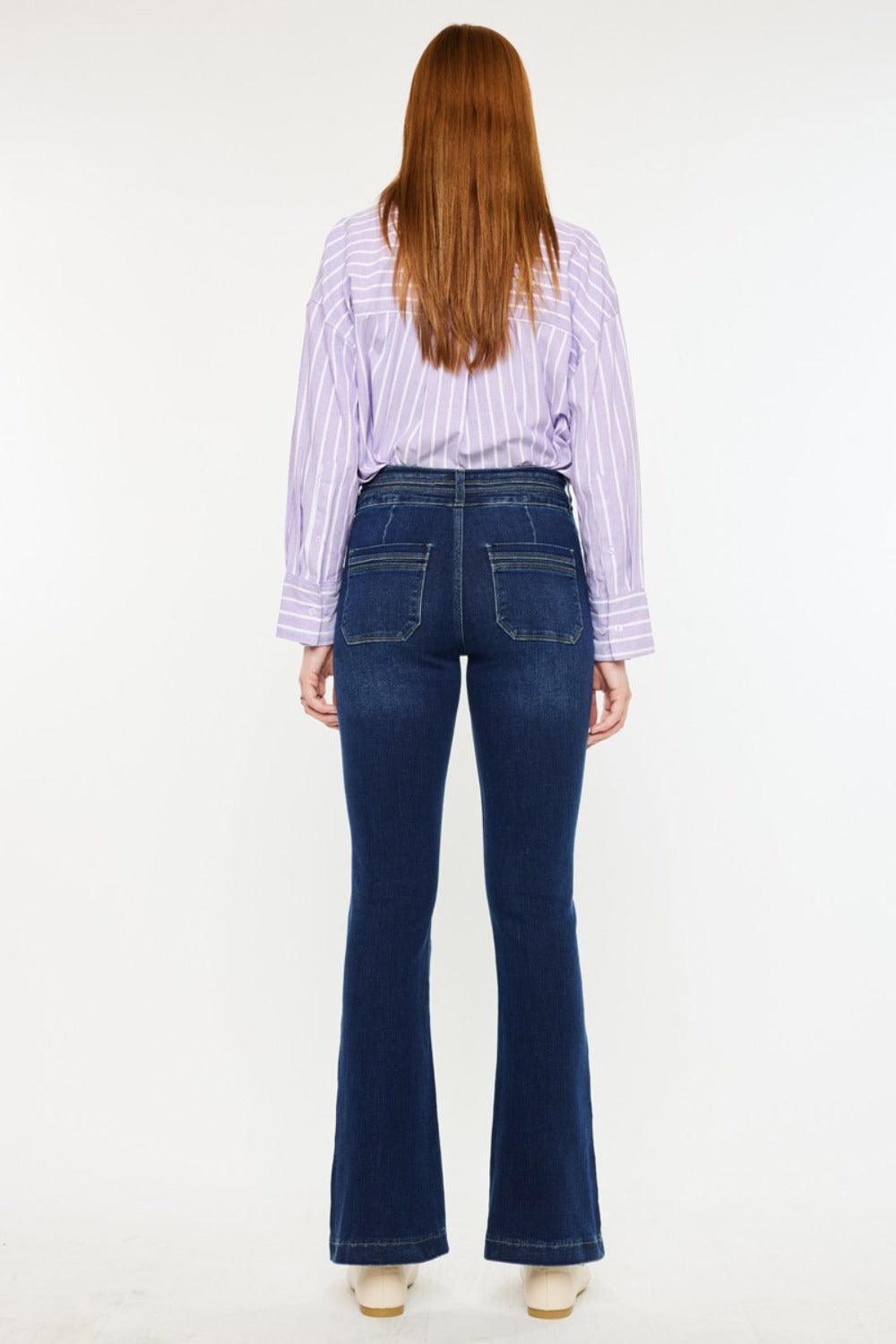 Jean évasé taille haute Kancan à double ceinture
