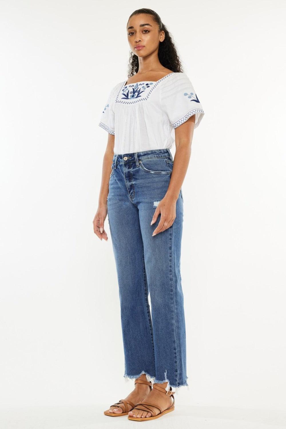 Jean Kancan taille haute slim à jambe large