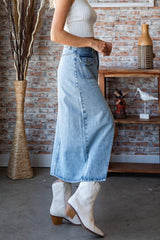 Jupe en jean taille mi-haute fendue en Veveret