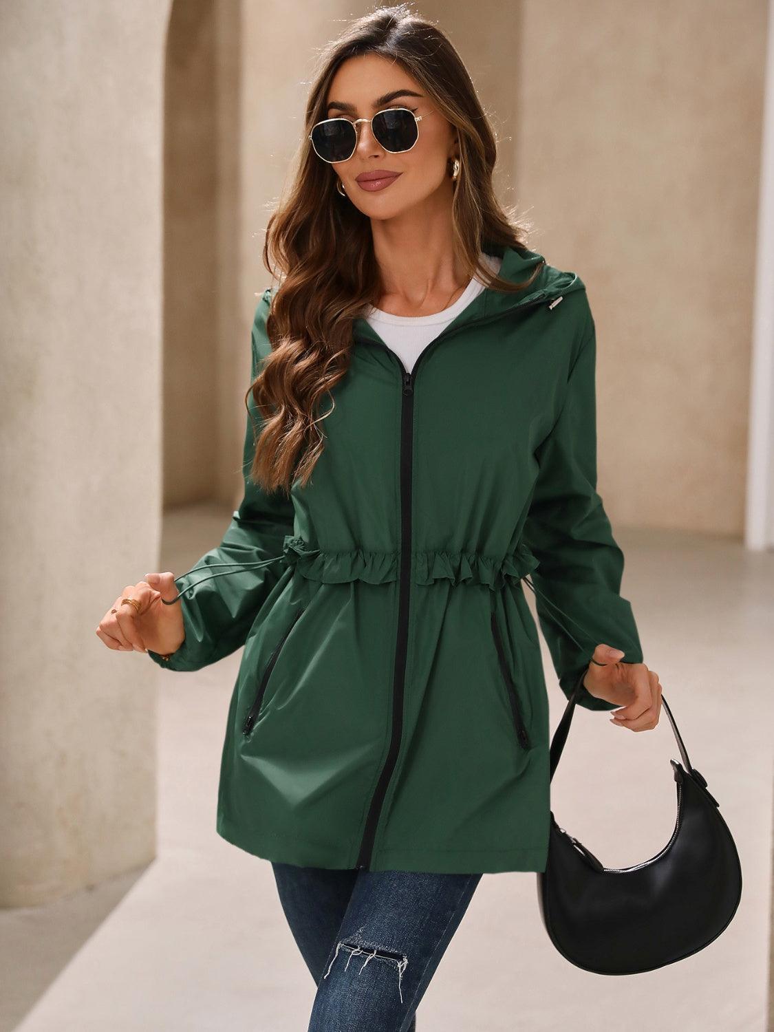Coupe-vent à capuche et manches longues imperméable d'extérieur Ivy Lane