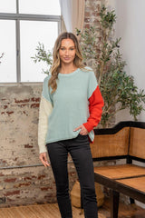 Pull à épaules tombantes et blocs de couleurs Sew In Love en taille réelle