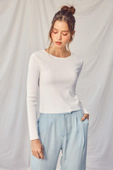 Haut en tricot à manches longues et dos nu torsadé Idem Ditto