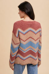 Pull col rond multicolore en zigzag d'Annie Wear