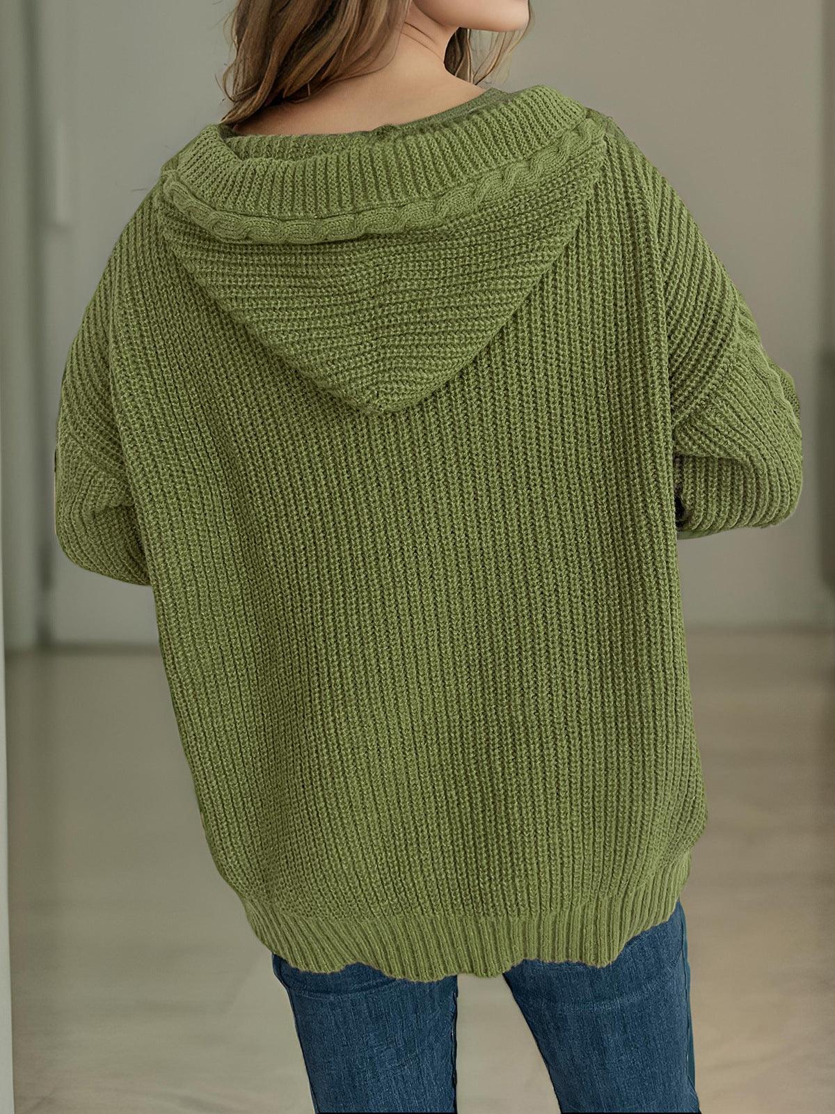 Cardigan à capuche à manches longues en maille torsadée
