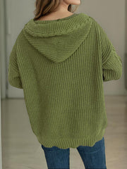 Cardigan à capuche à manches longues en maille torsadée