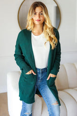 Cardigan ouvert texturé à rayures haptiques avec poches
